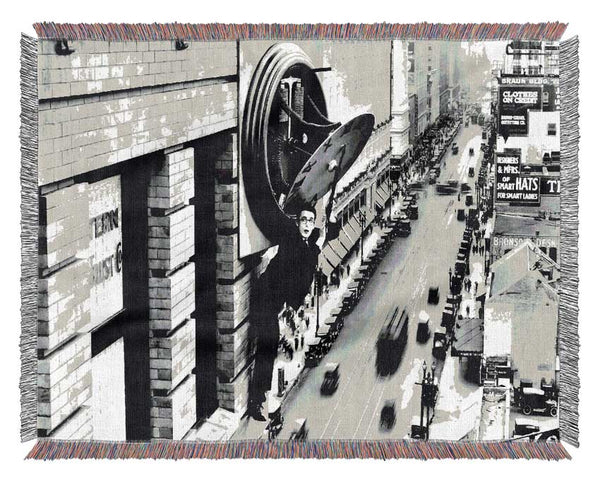 Harold Lloyd Clock Face Woven Blanket