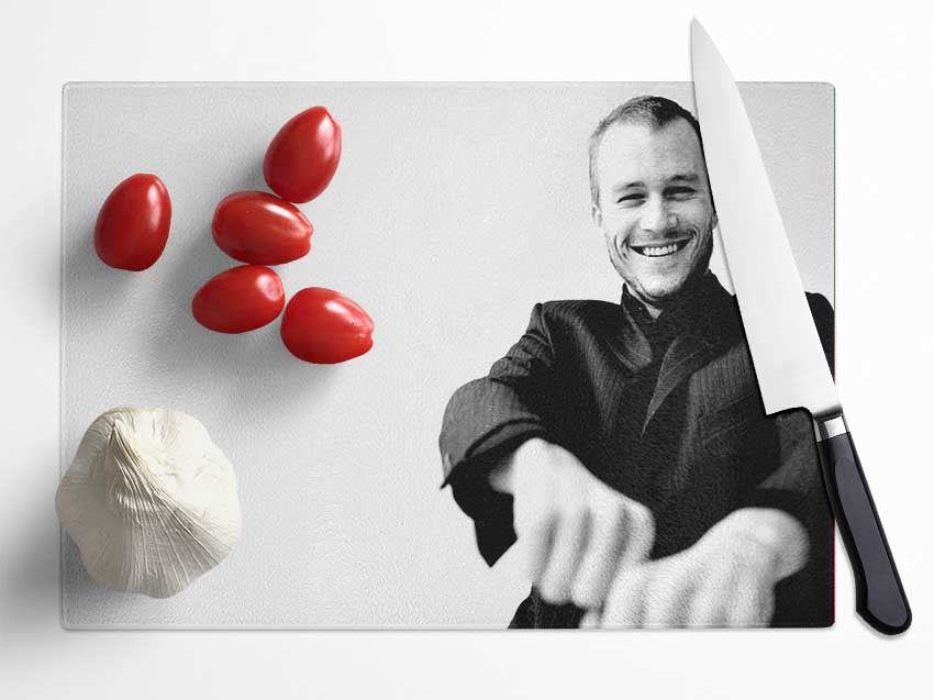 Heath Ledger Portrait Glass Chopping Board