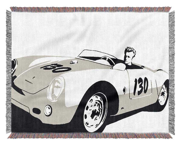 James Dean Car B n W Woven Blanket