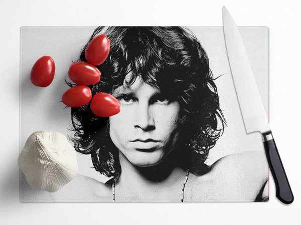 Jim Morrison Face Glass Chopping Board