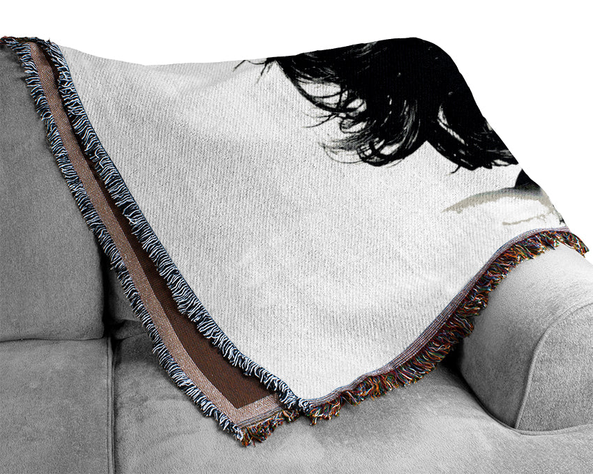 Jim Morrison Face Woven Blanket