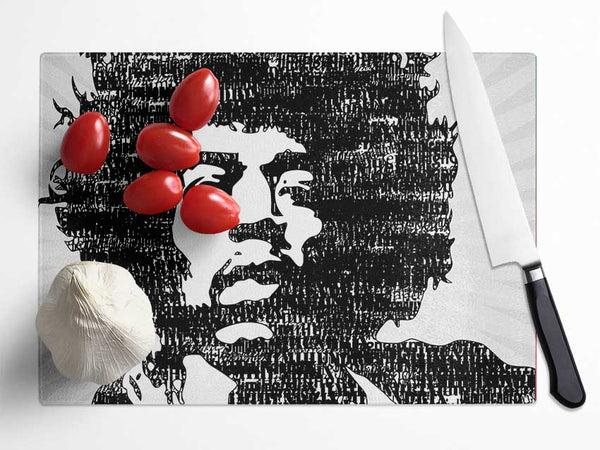 Jimi Hendrix Black And White Glass Chopping Board