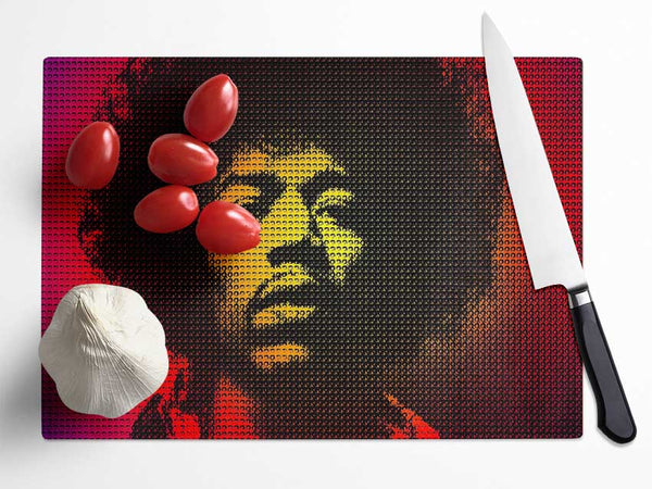 Jimi Hendrix Face Glass Chopping Board