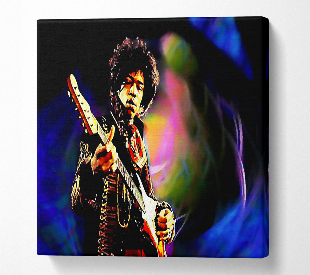 A Square Canvas Print Showing Jimi Hendrix Energy Field Square Wall Art
