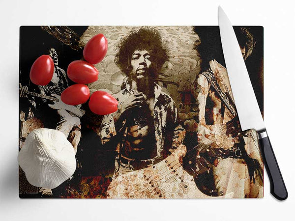Jimi Hendrix Trio Glass Chopping Board
