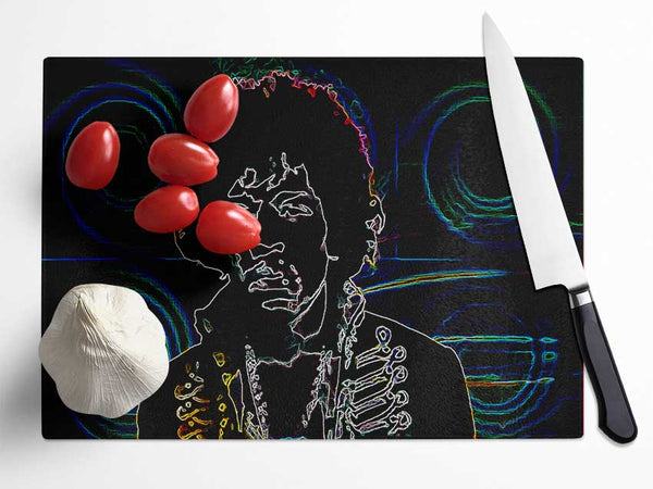 Jimi Hendrix Psychedelic Glass Chopping Board