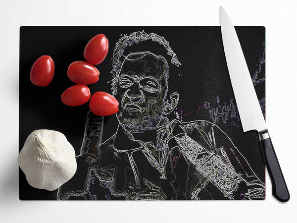 Johnny Cash Glass Chopping Board