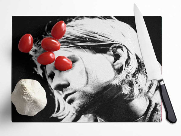 Kurt Cobain Face Glass Chopping Board