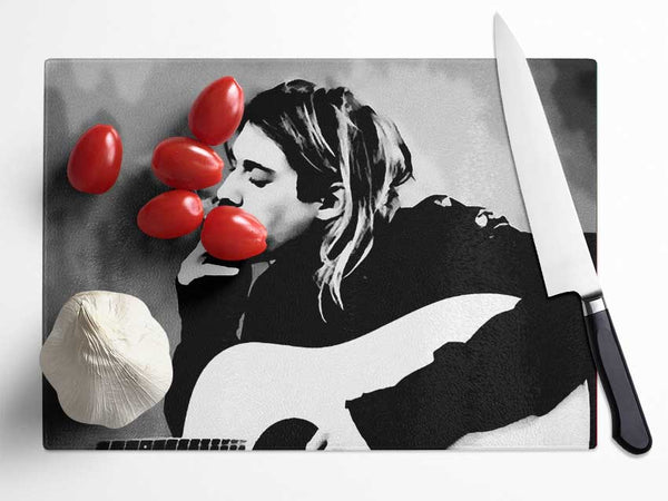Kurt Cobain Guitar Smoke Glass Chopping Board