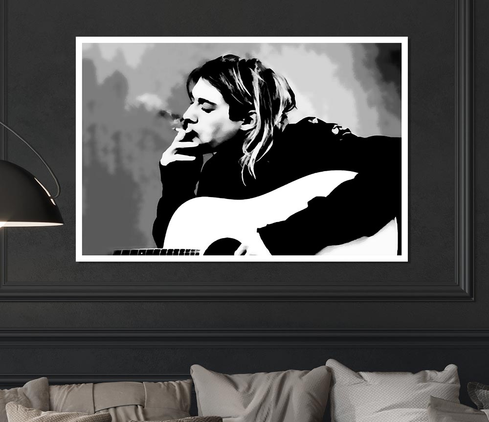 Kurt Cobain Guitar Smoke Print Poster Wall Art
