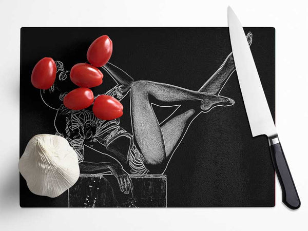 Kylie White On Black Glass Chopping Board