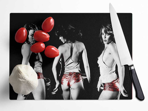 Kylie Minogue Red Hot Pants Glass Chopping Board