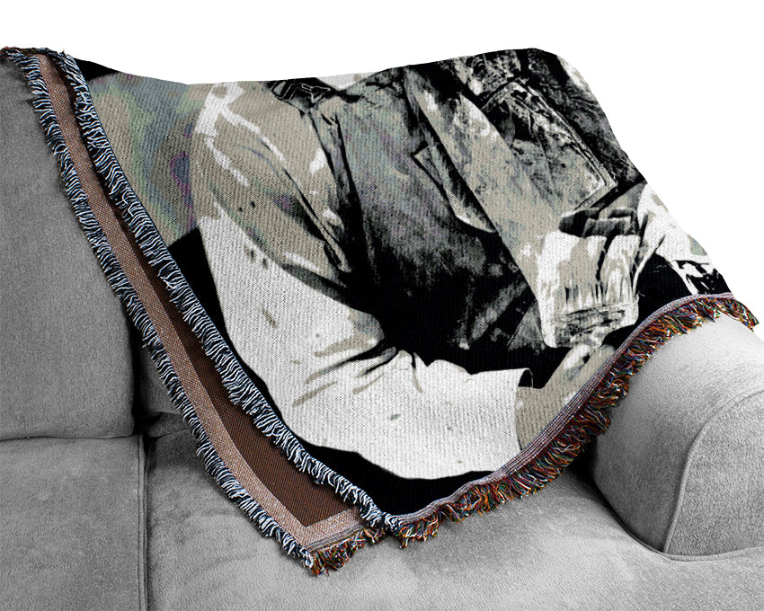 Laurel n Hardy Towed In The Hole Woven Blanket