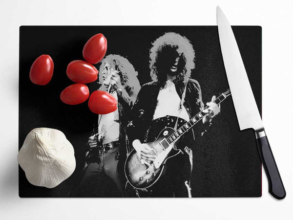 Led Zepplin On Stage Glass Chopping Board