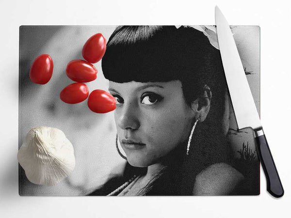 Lily Allen B n W Glass Chopping Board