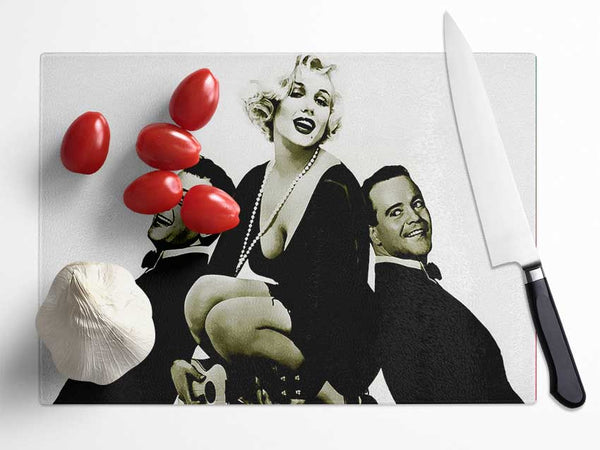 Marilyn Monroe And The Boys Glass Chopping Board
