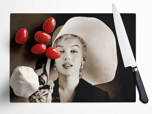 Marilyn Monroe Classic Hat Glass Chopping Board