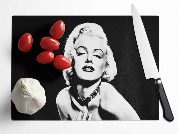 Marilyn Monroe Glamour B n W Glass Chopping Board