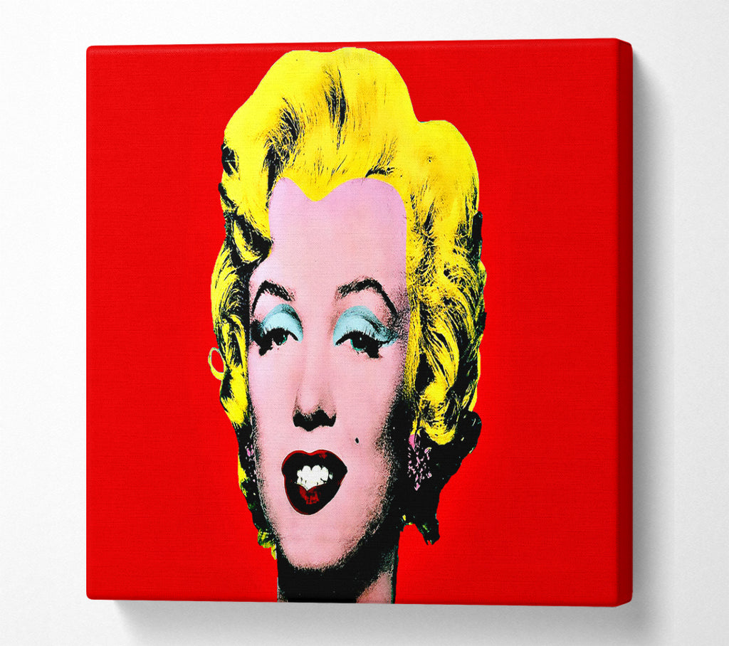 A Square Canvas Print Showing Marilyn Monroe Red Square Wall Art