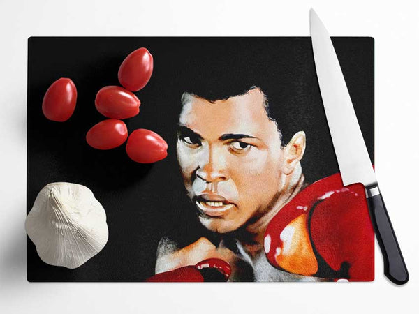 Muhammad Ali Boxing Gloves Glass Chopping Board