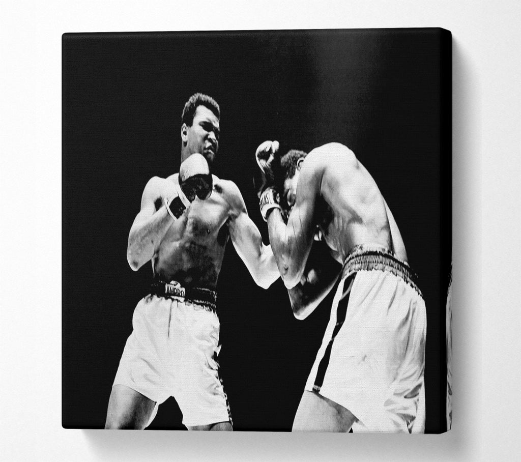 A Square Canvas Print Showing Muhammad Ali Fist Of Power Square Wall Art