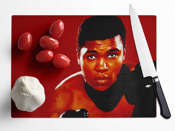 Muhammad Ali Red Glass Chopping Board