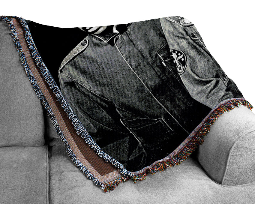 Oasis Black And White Scarf Woven Blanket