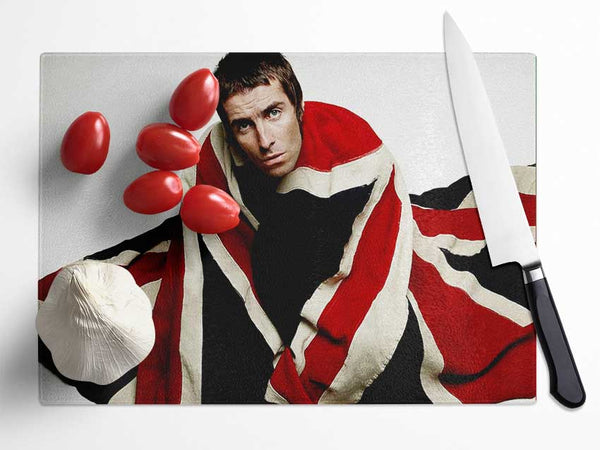 Oasis Liam Gallagher Flag Glass Chopping Board