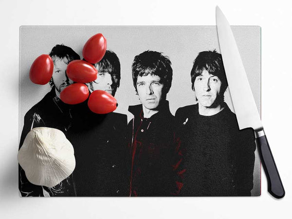 Oasis Noel Red B n W Glass Chopping Board