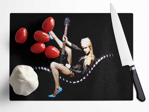 Paris Hilton Guitar Glass Chopping Board