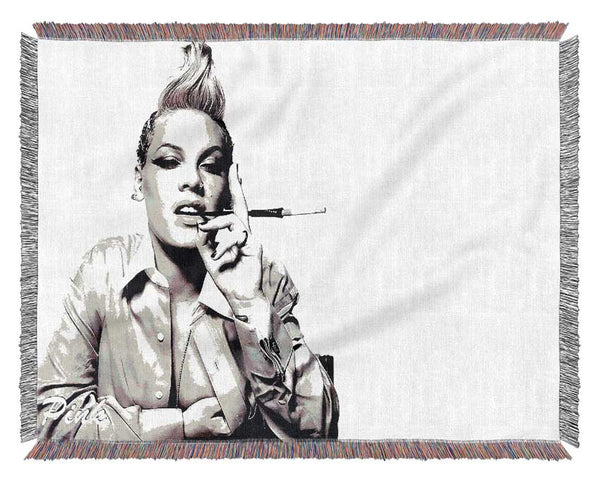 Pink Cigarette B n W Woven Blanket