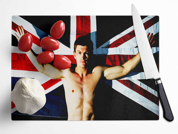 Ricky Hatton British Flag Glass Chopping Board
