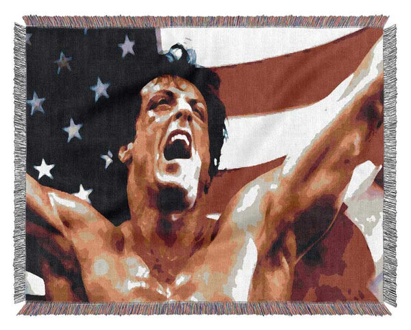 Rocky American Flag Woven Blanket
