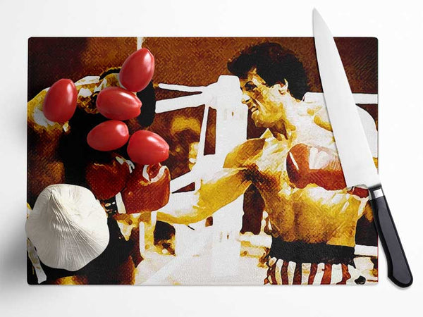 Rocky 3 In The Ring With Mr T Glass Chopping Board