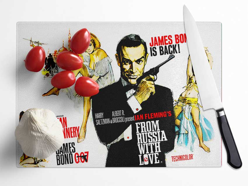 Sean Connery From Russia With Love Glass Chopping Board