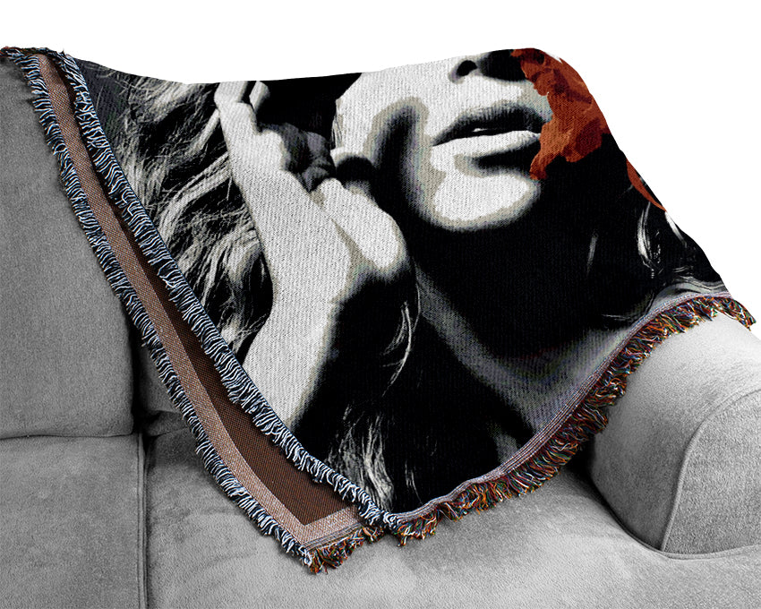 Shakira Orange Flowers Woven Blanket