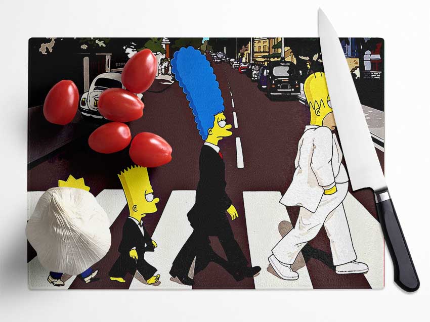 Simpsons Abbey Road Glass Chopping Board