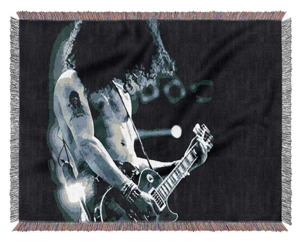 Slash On Guitar Blue Woven Blanket