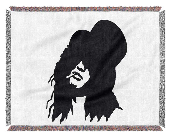 Slash Top Hat Black And White Woven Blanket