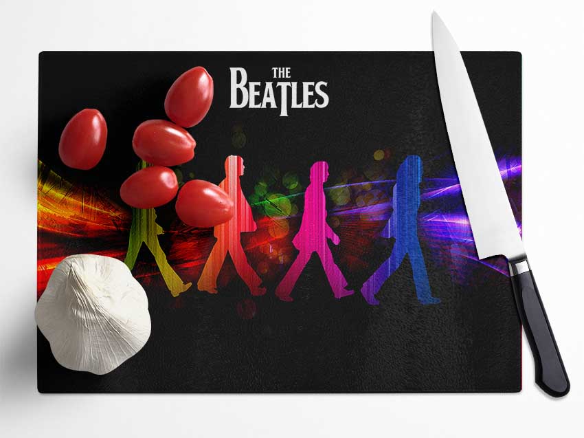 The Beatles Rainbow Walk Glass Chopping Board