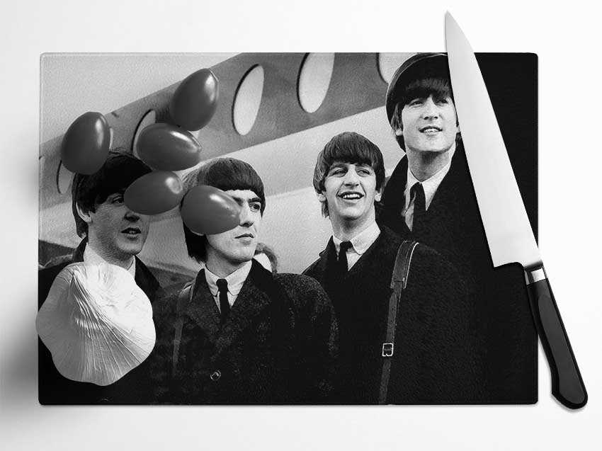 The Beatles Just Landed Glass Chopping Board