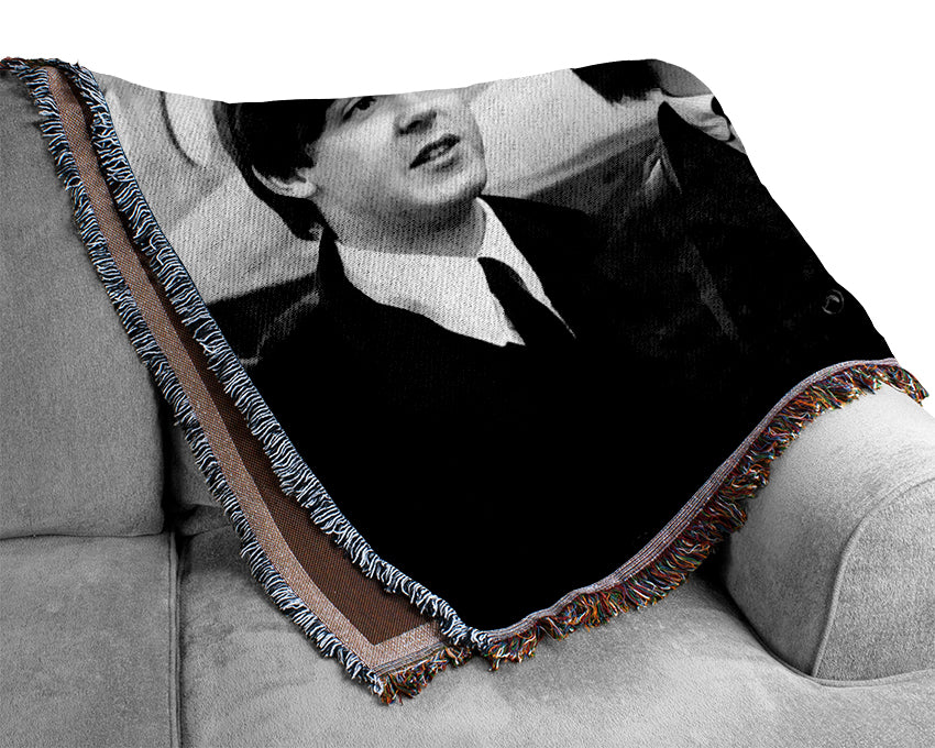 The Beatles Just Landed Woven Blanket