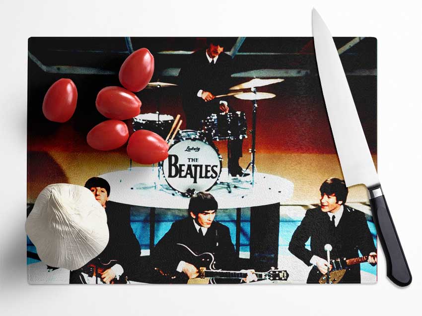 The Beatles On Stage Glass Chopping Board