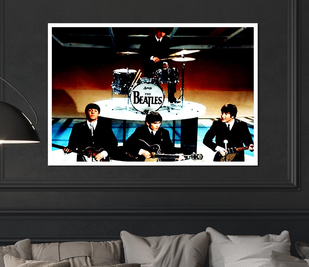 The Beatles On Stage Print Poster Wall Art