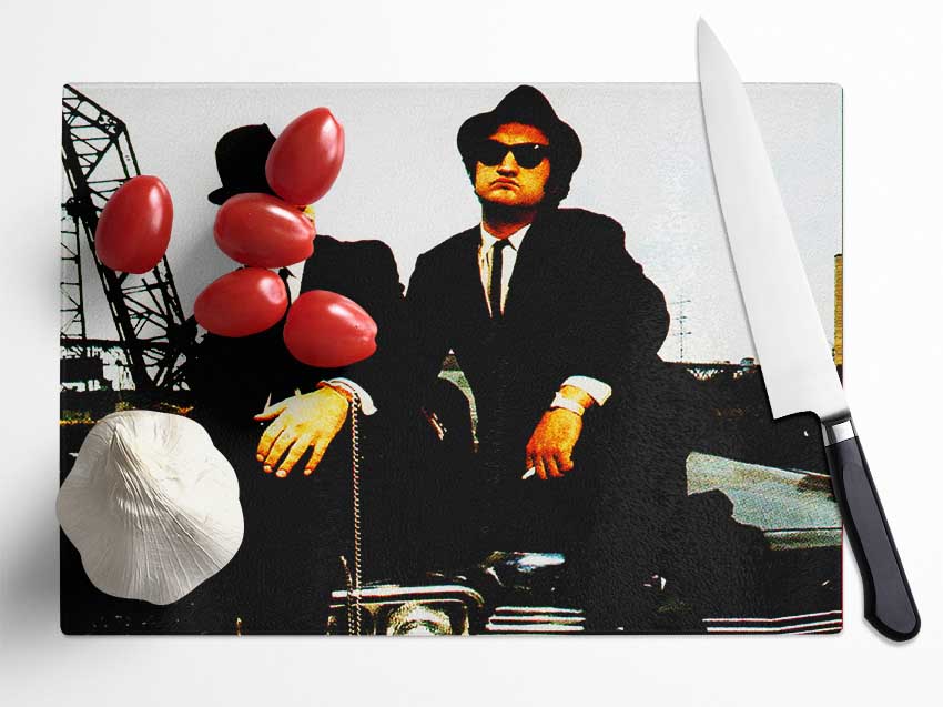 The Blues Brothers Jake And Elwood Glass Chopping Board