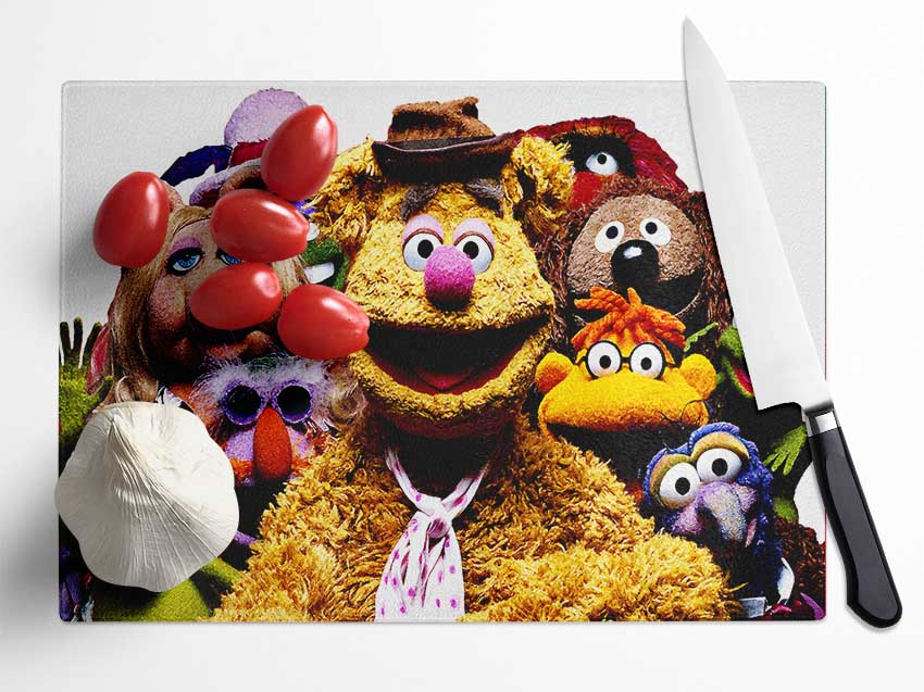The Muppets Crew Retro 1970s Glass Chopping Board