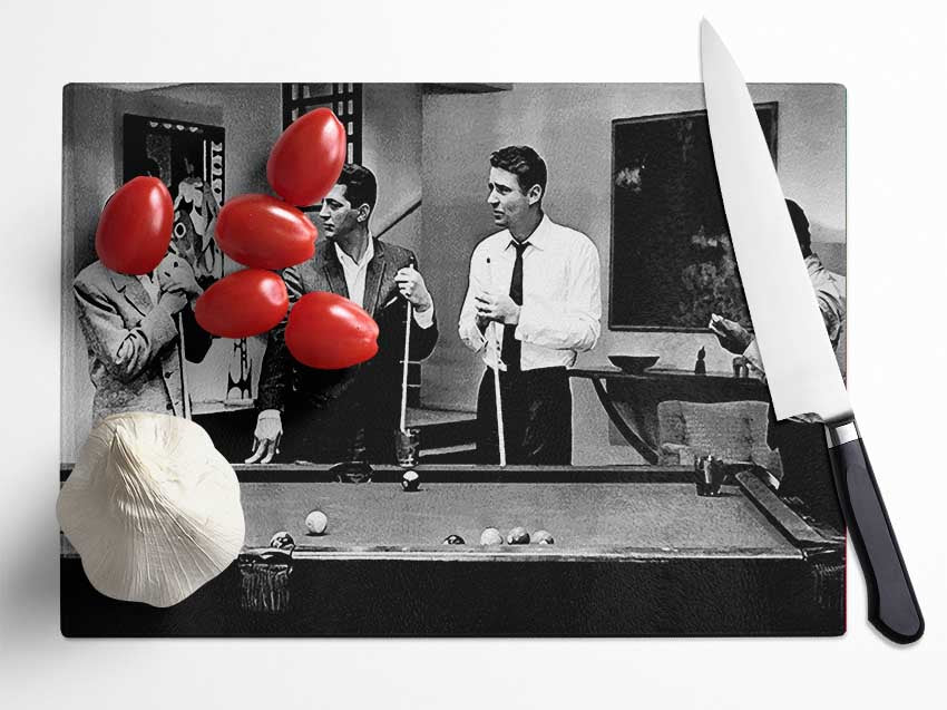 The Rat Pack 4 Playing Pool Glass Chopping Board