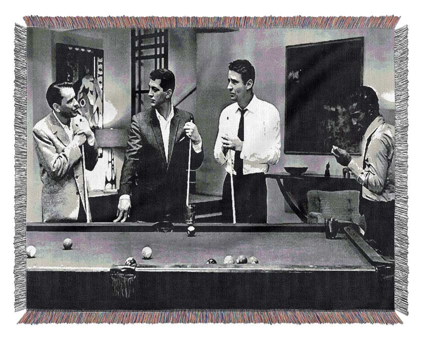 The Rat Pack 4 Playing Pool Woven Blanket