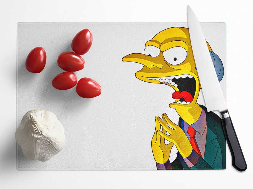 The Simpsons Mr Burns Glass Chopping Board