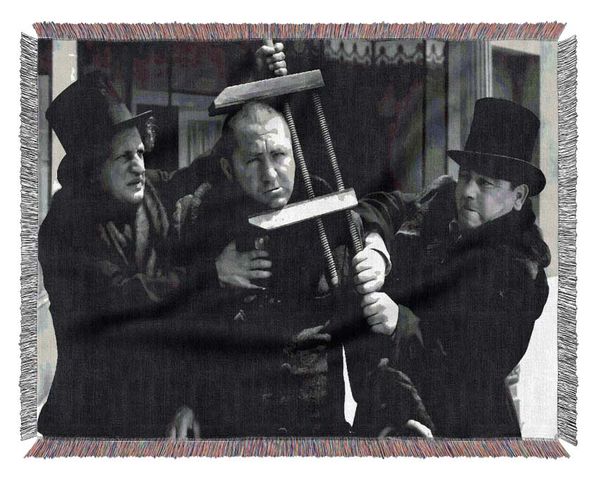 The Three Stooges Head Clamp Woven Blanket